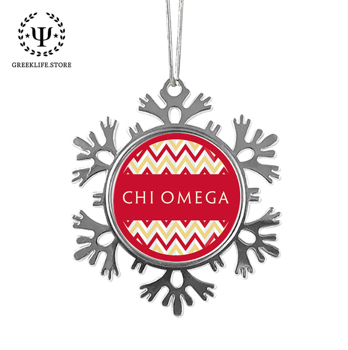 Chi Omega Christmas Ornament - Snowflake Metal