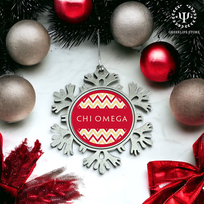 Chi Omega Christmas Ornament - Snowflake Metal