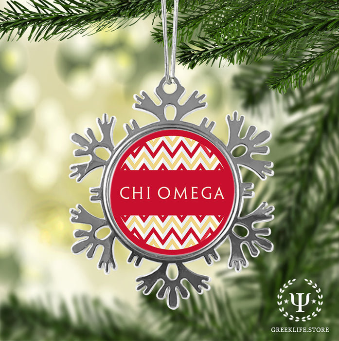 Chi Omega Christmas Ornament - Snowflake Metal