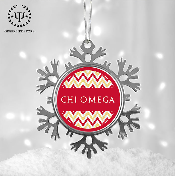 Chi Omega Christmas Ornament - Snowflake Metal