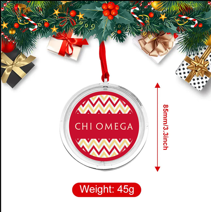 Chi Omega Christmas Reversible Flat Round Ornament