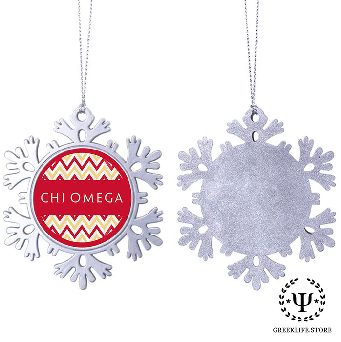 Chi Omega Christmas Ornament - Snowflake Metal