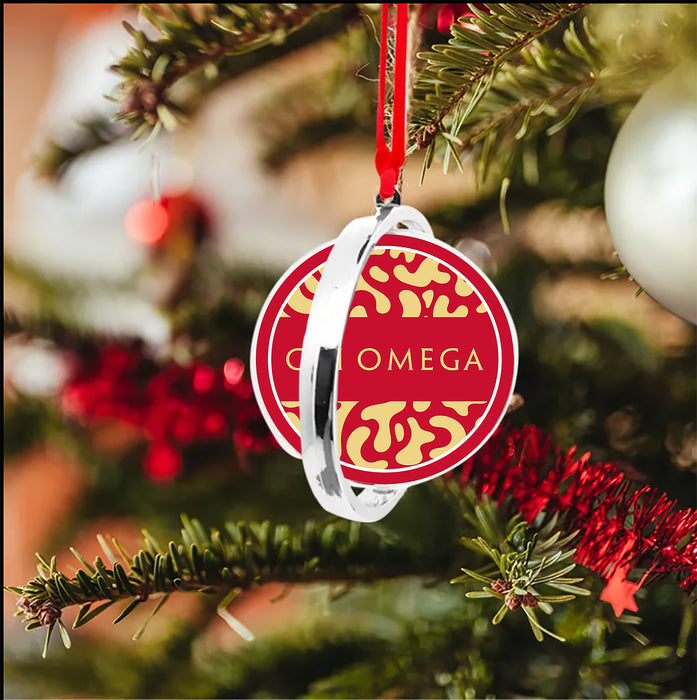 Chi Omega Christmas Reversible Flat Round Ornament