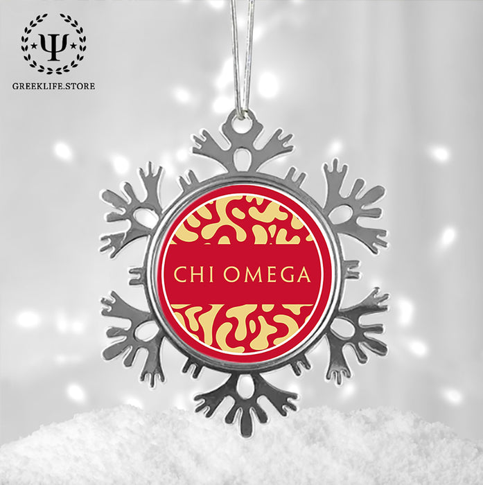 Chi Omega Christmas Ornament - Snowflake Metal