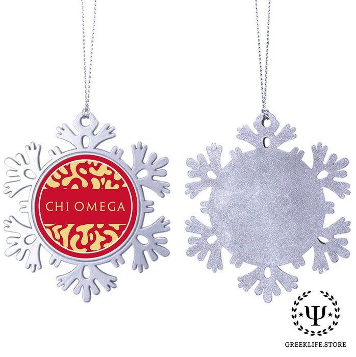 Chi Omega Christmas Ornament - Snowflake Metal