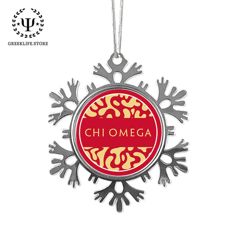 Chi Omega Christmas Ornament - Snowflake Metal