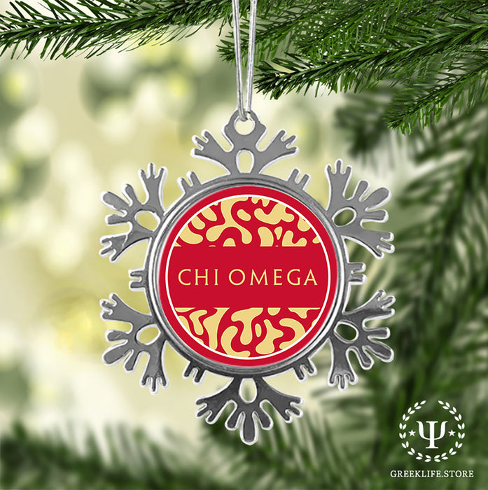Chi Omega Christmas Ornament - Snowflake Metal