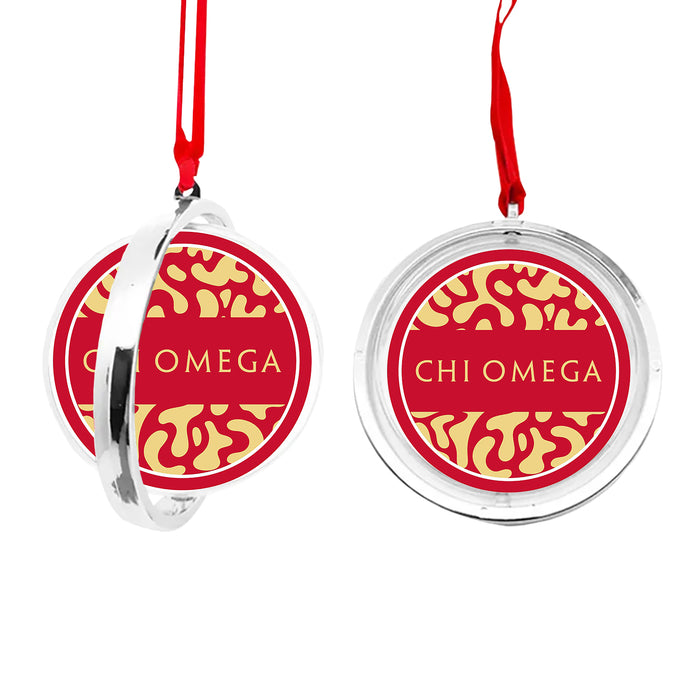 Chi Omega Christmas Reversible Flat Round Ornament