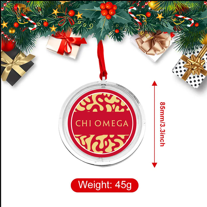 Chi Omega Christmas Reversible Flat Round Ornament