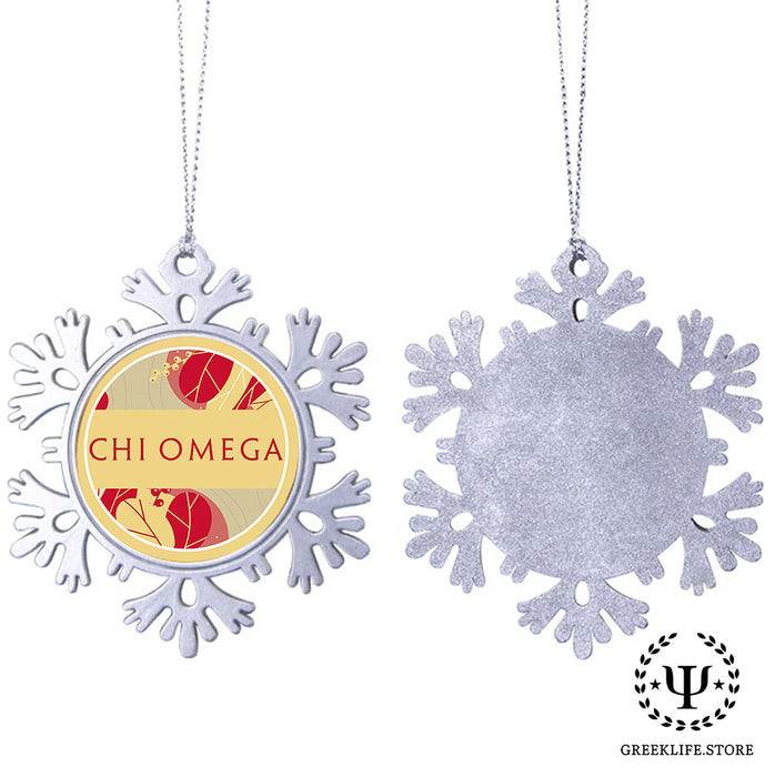 Chi Omega Christmas Ornament - Snowflake Metal