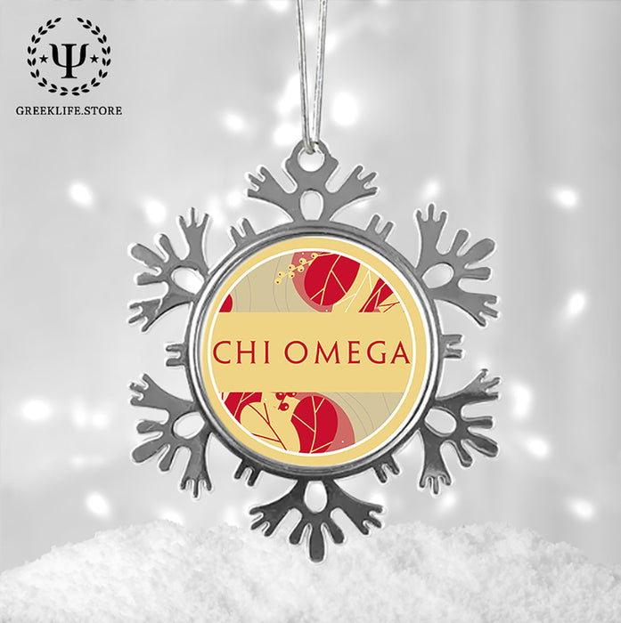 Chi Omega Christmas Ornament - Snowflake Metal