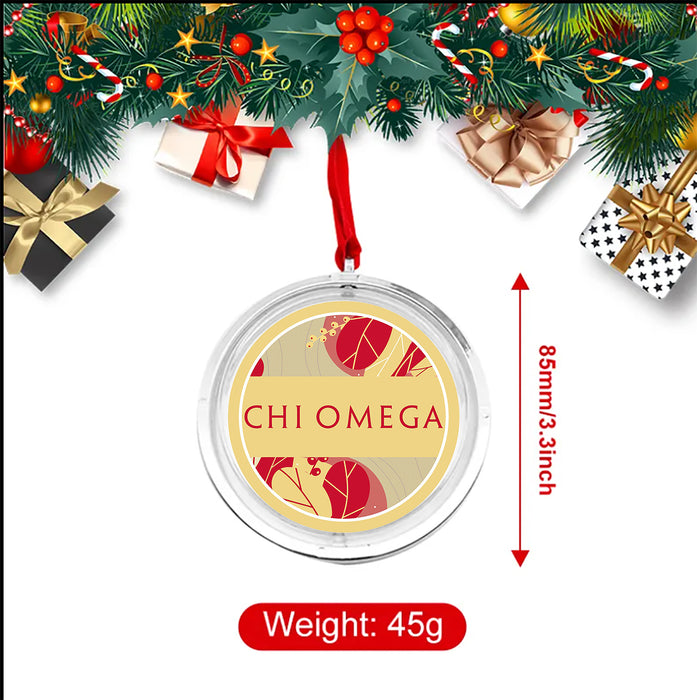 Chi Omega Christmas Reversible Flat Round Ornament