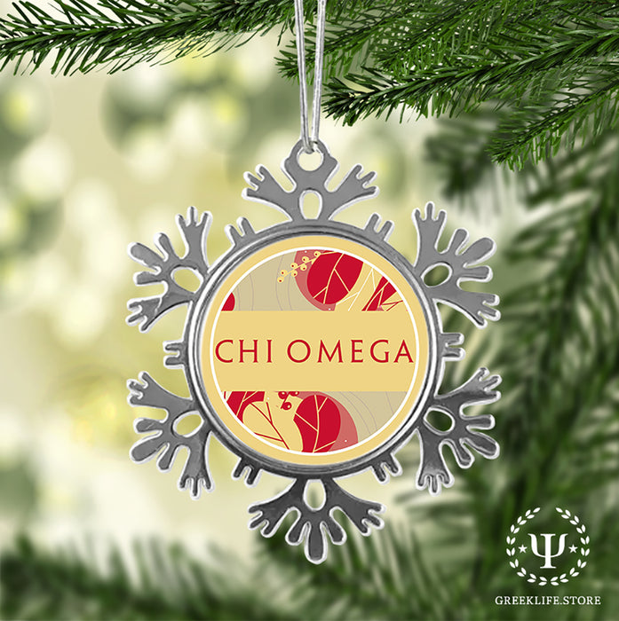 Chi Omega Christmas Ornament - Snowflake Metal