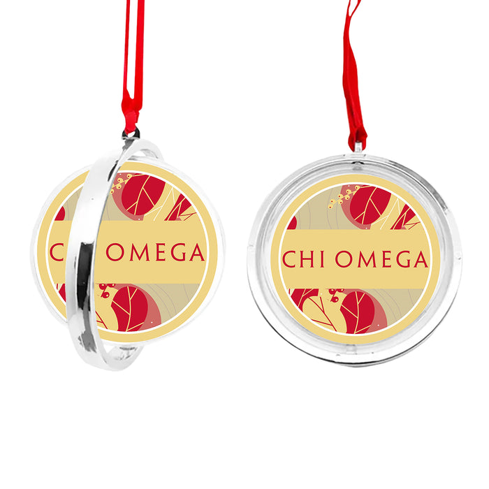 Chi Omega Christmas Reversible Flat Round Ornament