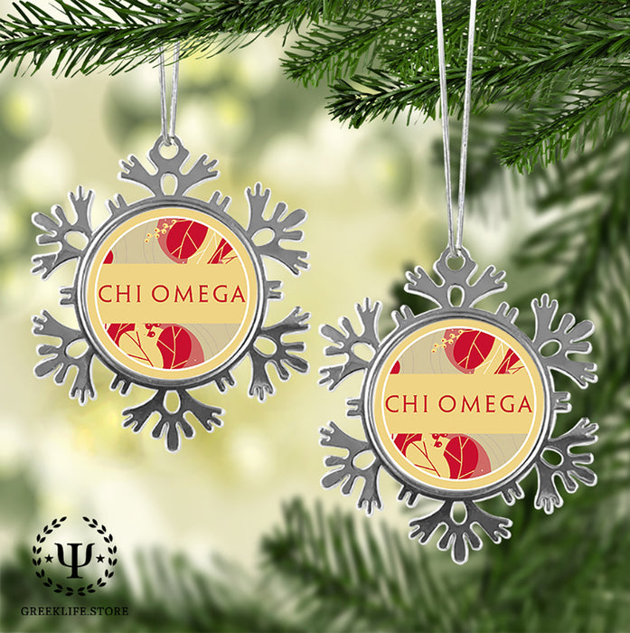 Chi Omega Christmas Ornament - Snowflake Metal