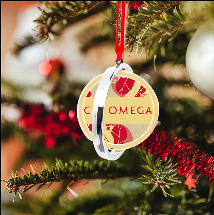 Chi Omega Christmas Reversible Flat Round Ornament