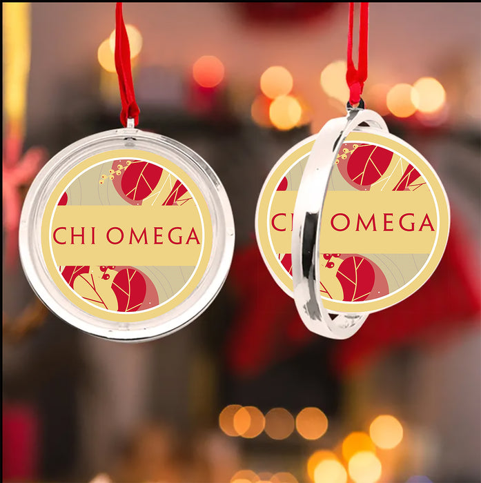 Chi Omega Christmas Reversible Flat Round Ornament