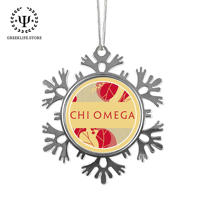Chi Omega Christmas Ornament - Snowflake Metal