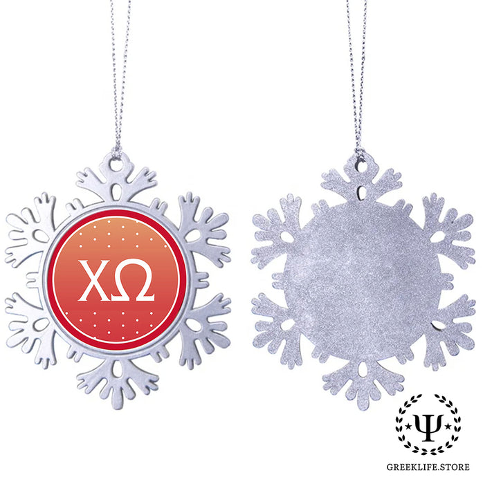 Chi Omega Christmas Ornament - Snowflake Metal