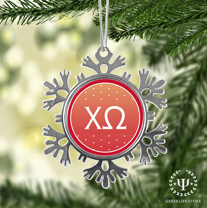 Chi Omega Christmas Ornament - Snowflake Metal