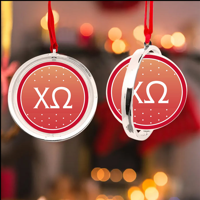 Chi Omega Christmas Reversible Flat Round Ornament