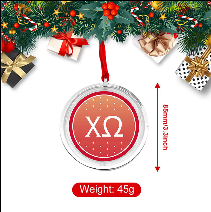 Chi Omega Christmas Reversible Flat Round Ornament