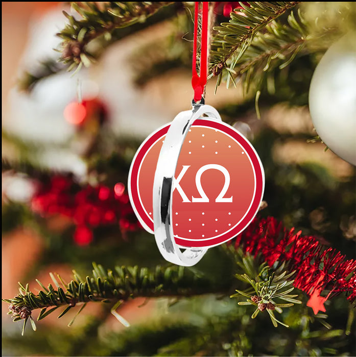 Chi Omega Christmas Reversible Flat Round Ornament