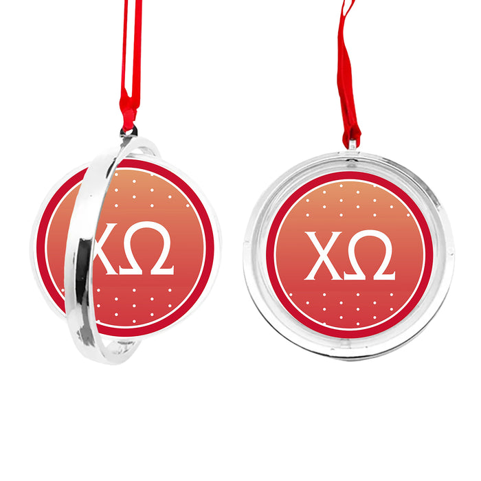 Chi Omega Christmas Reversible Flat Round Ornament