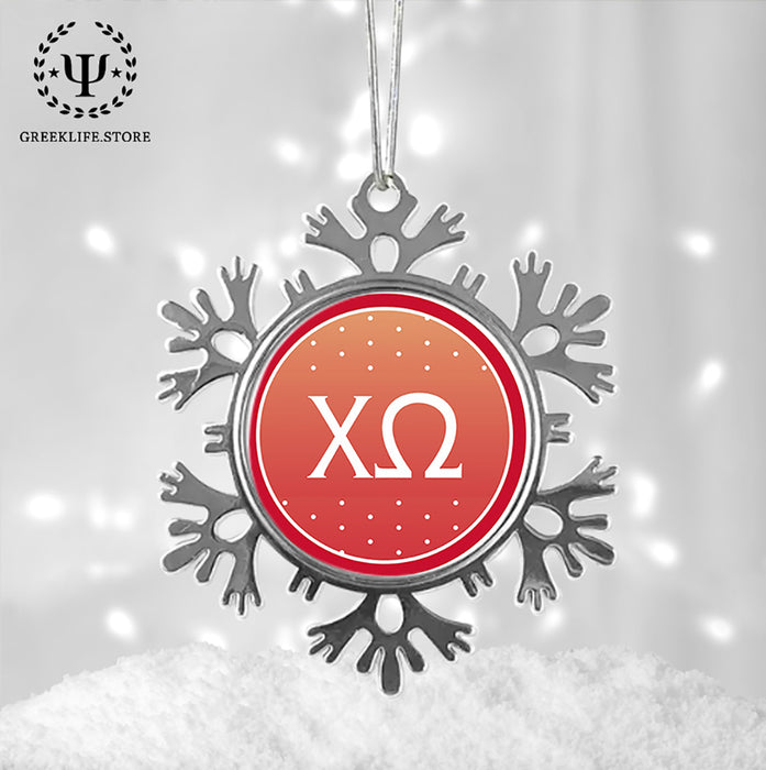 Chi Omega Christmas Ornament - Snowflake Metal