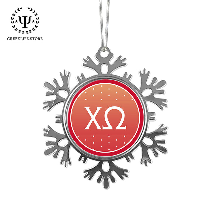 Chi Omega Christmas Ornament - Snowflake Metal