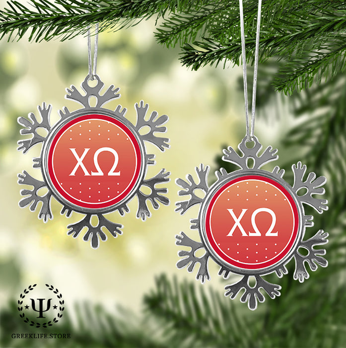 Chi Omega Christmas Ornament - Snowflake Metal
