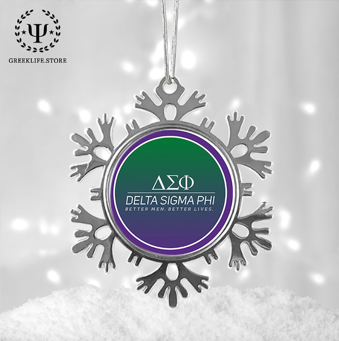 Delta Sigma Phi Christmas Ornament - Snowflake Metal