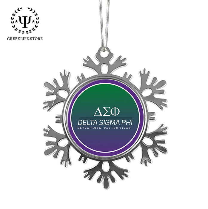 Delta Sigma Phi Christmas Ornament - Snowflake Metal