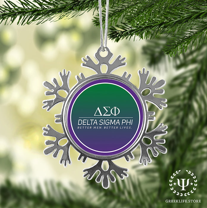 Delta Sigma Phi Christmas Ornament - Snowflake Metal