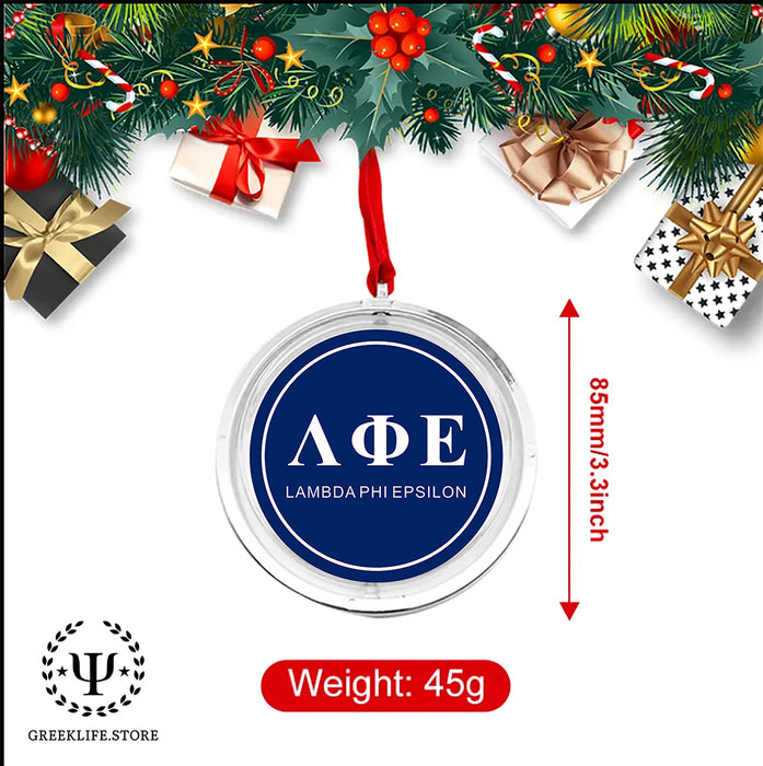 Lambda Phi Epsilon Christmas Reversible Flat Round Ornament