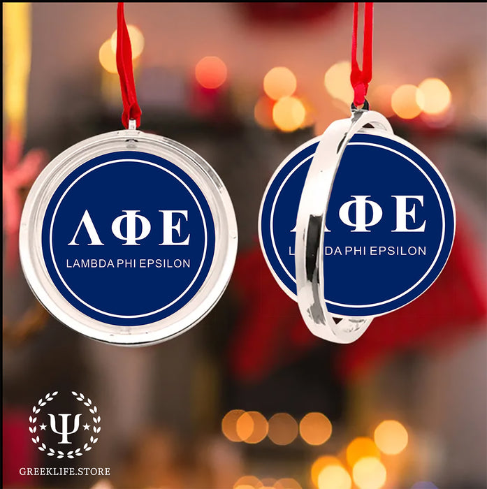 Lambda Phi Epsilon Christmas Reversible Flat Round Ornament