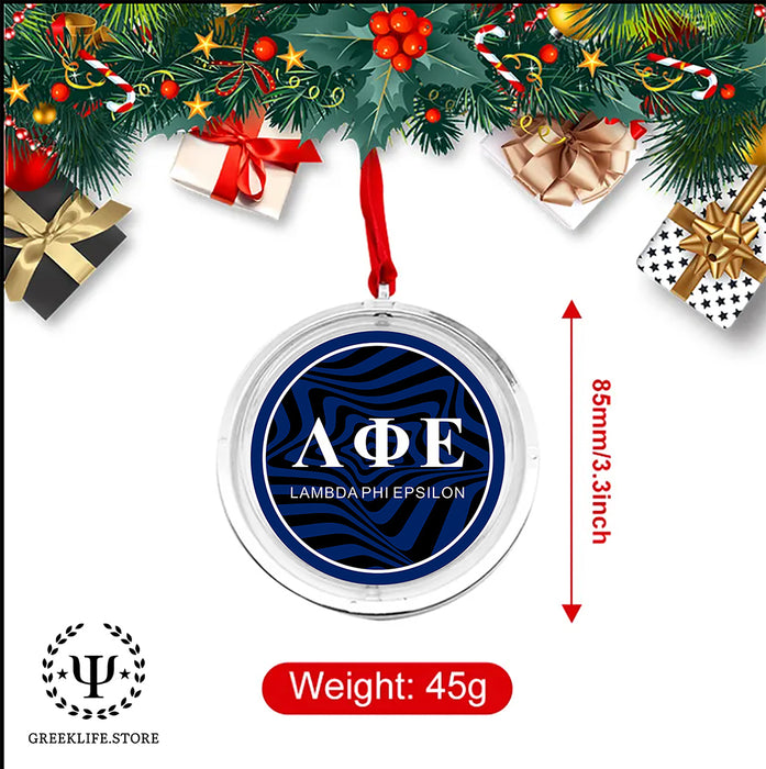 Lambda Phi Epsilon Christmas Reversible Flat Round Ornament