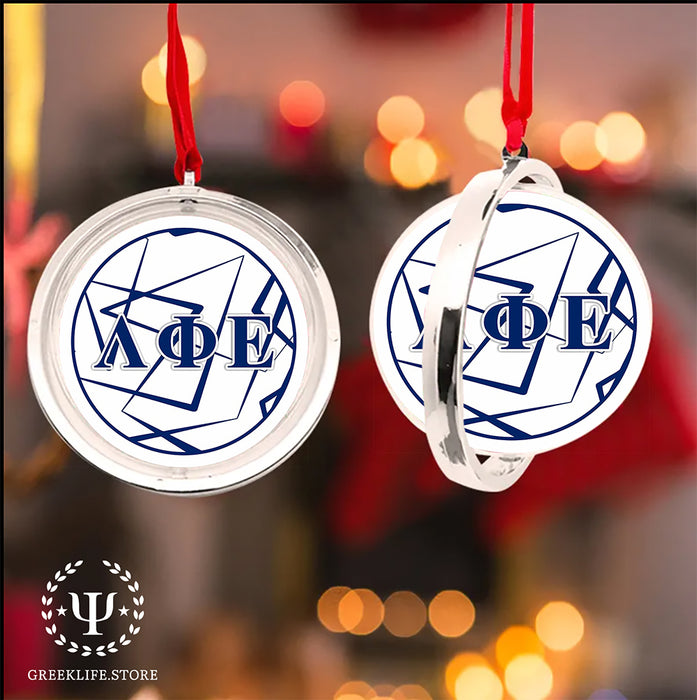 Lambda Phi Epsilon Christmas Reversible Flat Round Ornament