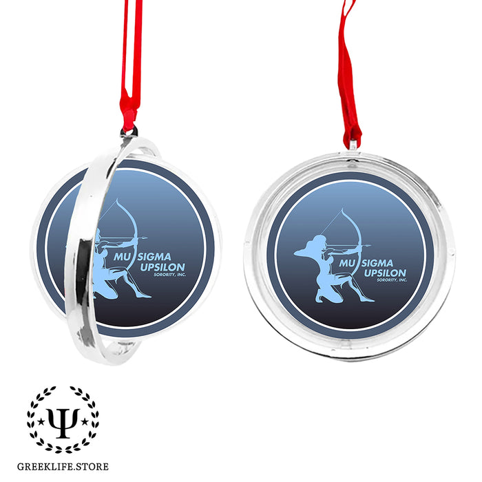 Mu Sigma Upsilon Christmas Reversible Flat Round Ornament