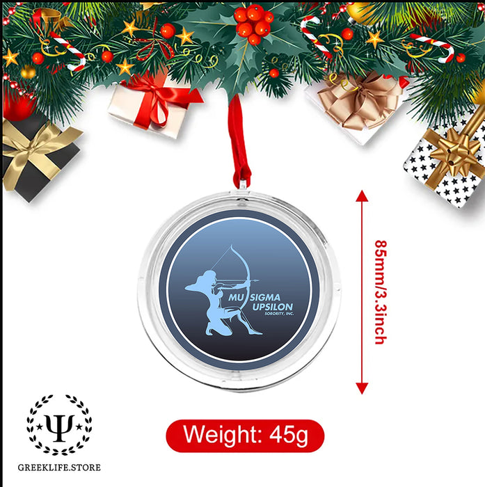 Mu Sigma Upsilon Christmas Reversible Flat Round Ornament