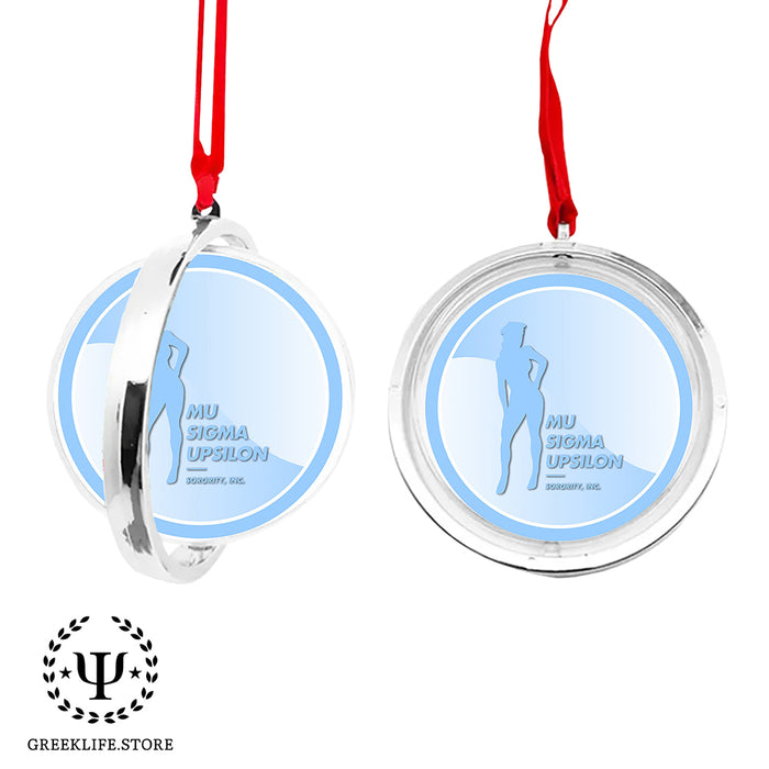 Mu Sigma Upsilon Christmas Reversible Flat Round Ornament