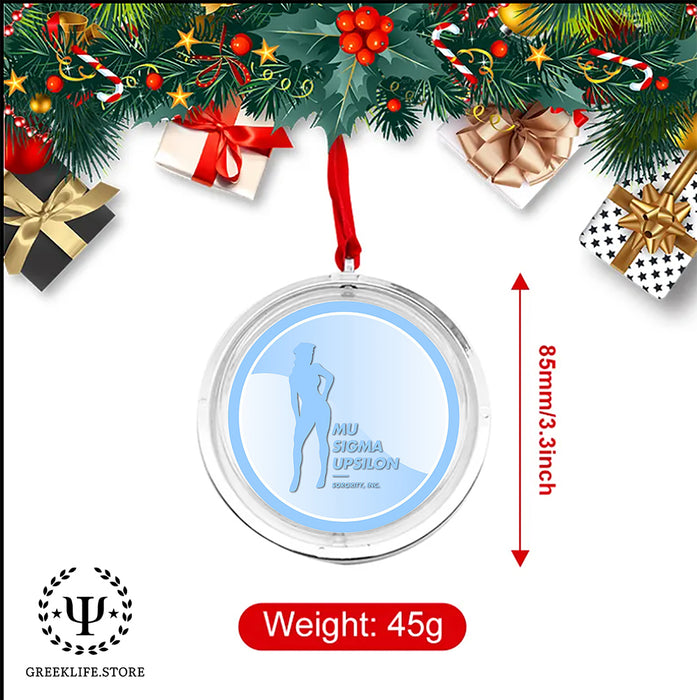 Mu Sigma Upsilon Christmas Reversible Flat Round Ornament
