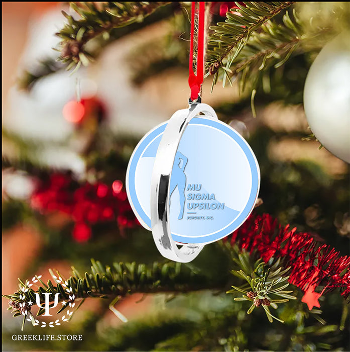 Mu Sigma Upsilon Christmas Reversible Flat Round Ornament