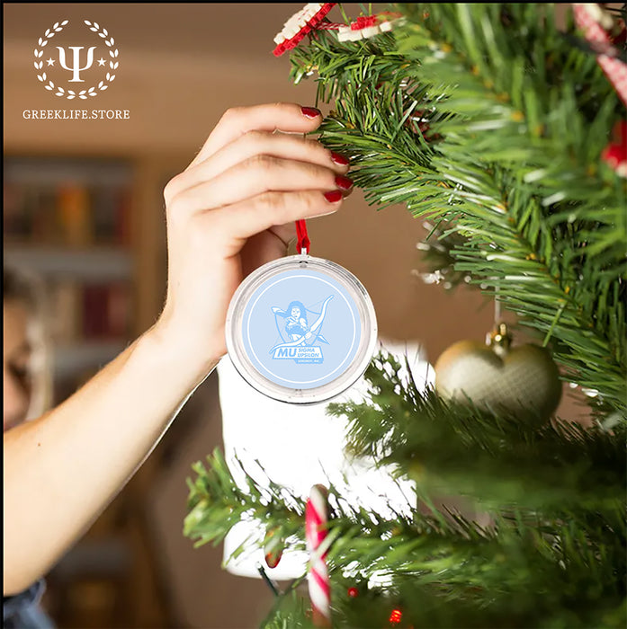 Mu Sigma Upsilon Christmas Reversible Flat Round Ornament