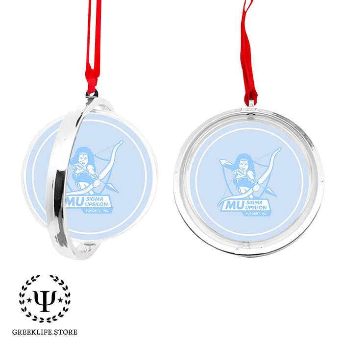 Mu Sigma Upsilon Christmas Reversible Flat Round Ornament