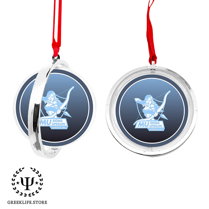 Mu Sigma Upsilon Christmas Reversible Flat Round Ornament