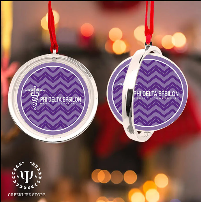 Phi Delta Epsilon Christmas Reversible Flat Round Ornament