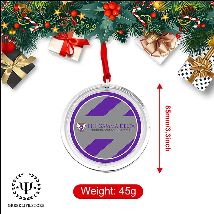 Phi Gamma Delta Christmas Reversible Flat Round Ornament
