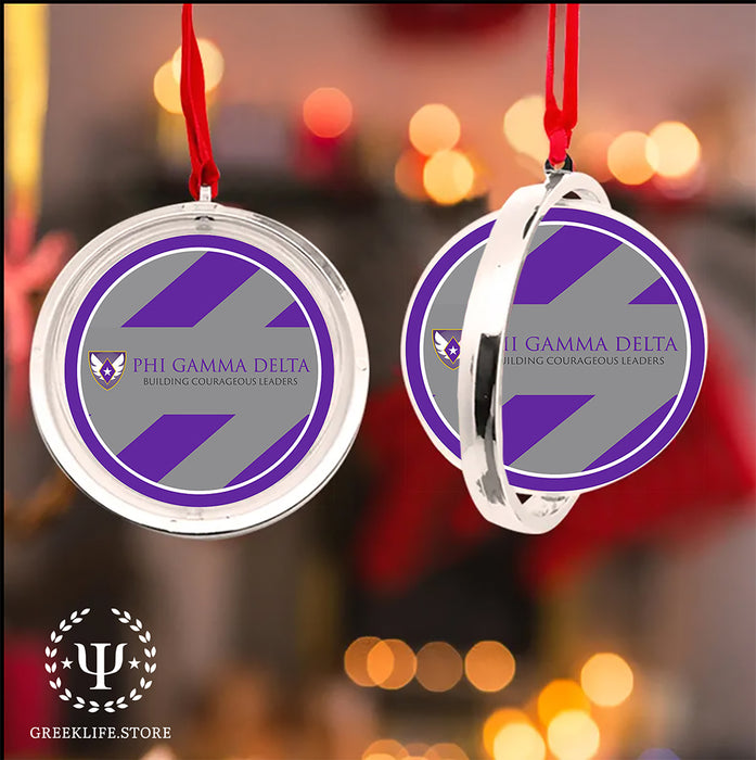Phi Gamma Delta Christmas Reversible Flat Round Ornament