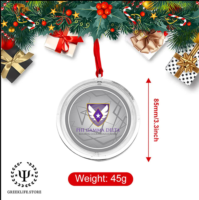 Phi Gamma Delta Christmas Reversible Flat Round Ornament